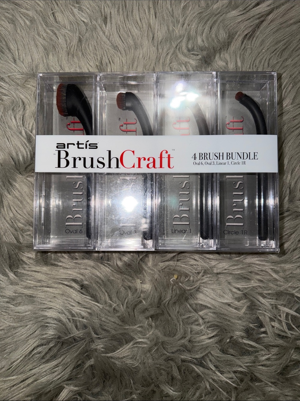artis BrushCraft 4-Piece Set — Black Handles with Red Bristles